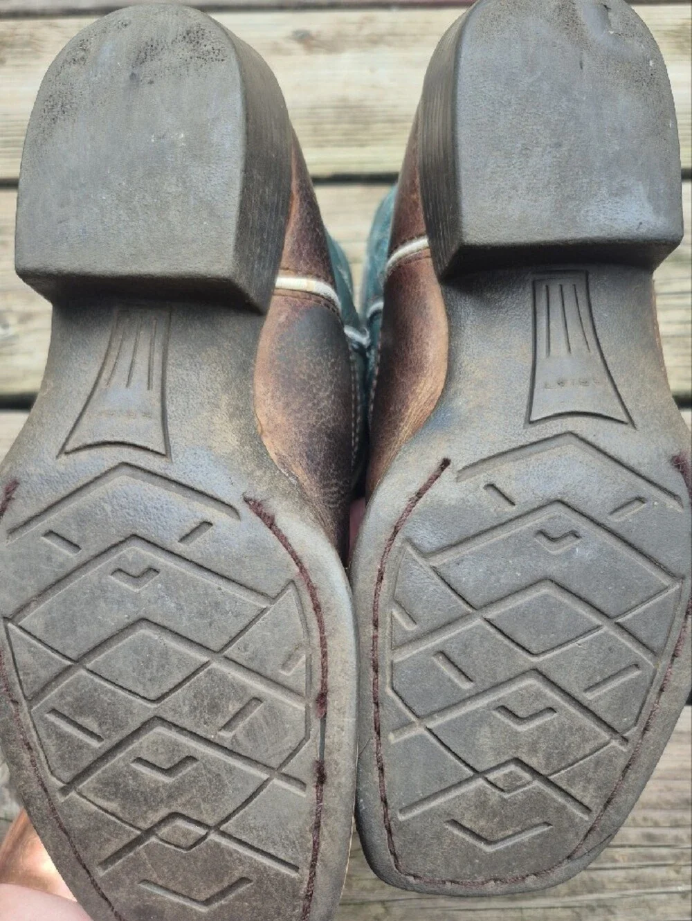 Ariat Teal and Brown Kids Pull-On Western Boots